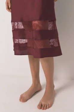 Women'secret Camisón largo encaje vino