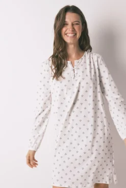 Women'secret Camisón manga larga 100% algodón flores