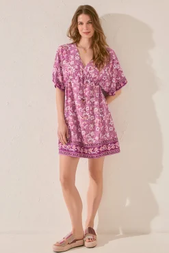 Women'secret Camisola corta flores morado