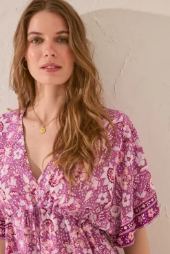 Women'secret Camisola corta flores morado