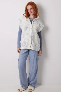 Women'secret Chaleco corto borreguito flores