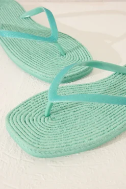 Women'secret Chanclas esparto punta cuadrada verde