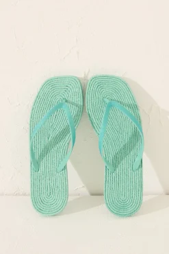 Women'secret Chanclas esparto punta cuadrada verde