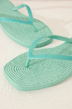 Women'secret Chanclas esparto punta cuadrada verde