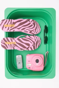 HI&BYE Chanclas print cebra logo