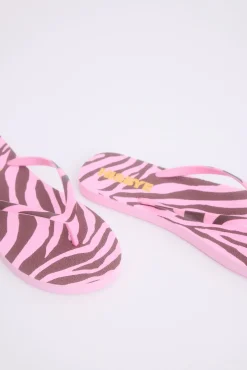 HI&BYE Chanclas print cebra logo