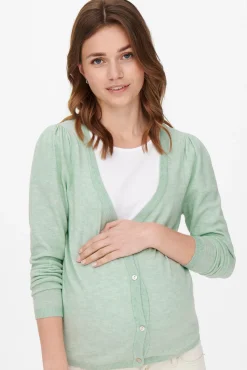 Only Maternity Chaqueta de punto premamá color verde claro.