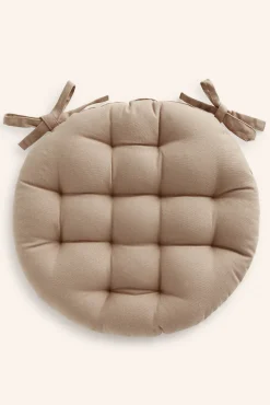 Calma House Cojín para silla redondo lavable de algodón piedra Gavema