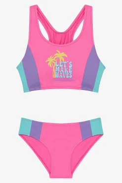 Crianças Penti Conjunto de bikini rosa palmeras
