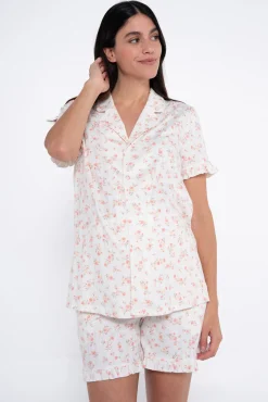 Ohma! Conjunto de pijama canalé flores premamá