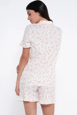 Ohma! Conjunto de pijama canalé flores premamá