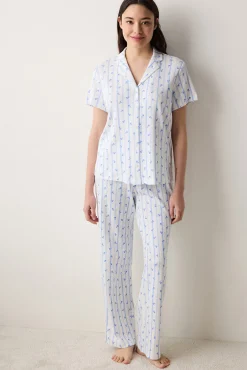 Penti Conjunto de pijama largo camisero flores y rayas