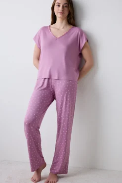 Penti Conjunto de pijama largo lila flores