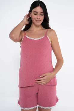 Ohma! Conjunto de pijama premamá estampado topos