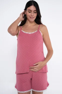 Ohma! Conjunto de pijama premamá estampado topos