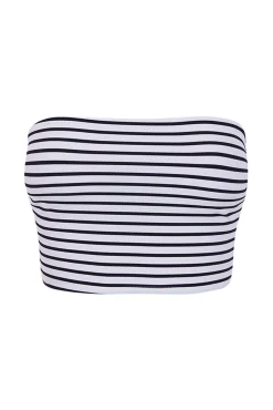 Women'secret Crop top bikini bandeau rayas navy