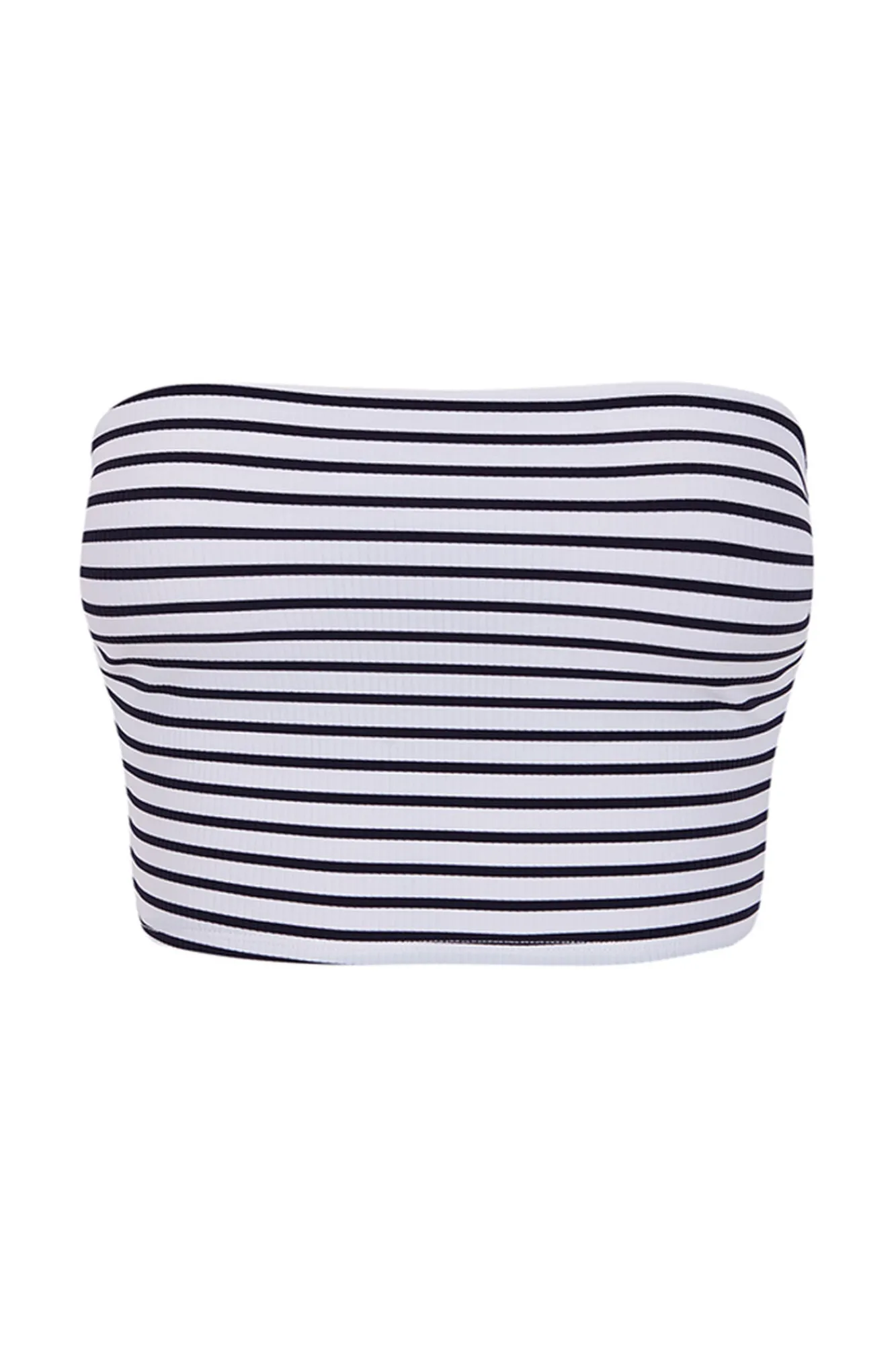 Women'secret Crop top bikini bandeau rayas navy
