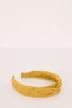 Women'secret Diadema pelo bordado suizo mostaza