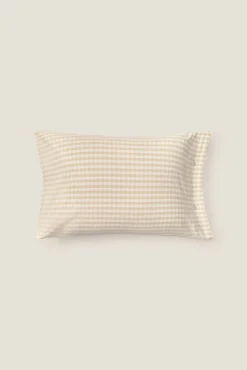 Textura Funda almohada algodón satén cuadros vichy