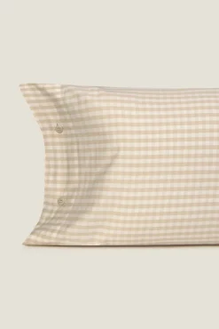 Textura Funda almohada algodón satén cuadros vichy