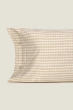 Textura Funda almohada algodón satén cuadros vichy
