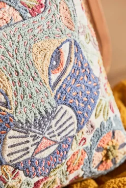 Calma House Funda de cojín con motivos felinos bordados Feli