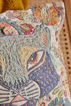 Calma House Funda de cojín con motivos felinos bordados Feli