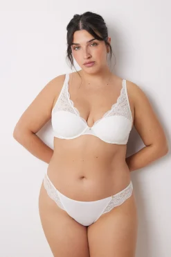 Women'secret INTUITIVE Sujetador halter relleno encaje blanco