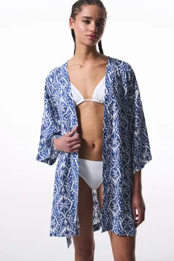 Penti Kimono de playa print tropical