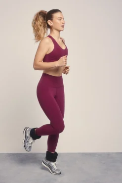 Dash and Stars Leggings crop COMPRESSIVE granate logo