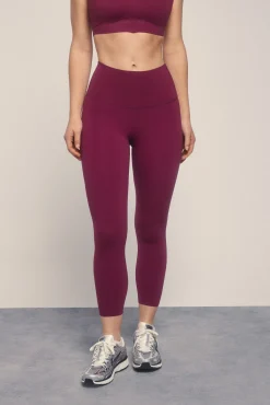 Dash and Stars Leggings crop COMPRESSIVE granate logo