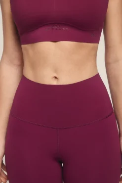 Dash and Stars Leggings crop COMPRESSIVE granate logo