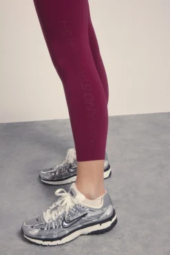 Dash and Stars Leggings crop COMPRESSIVE granate logo