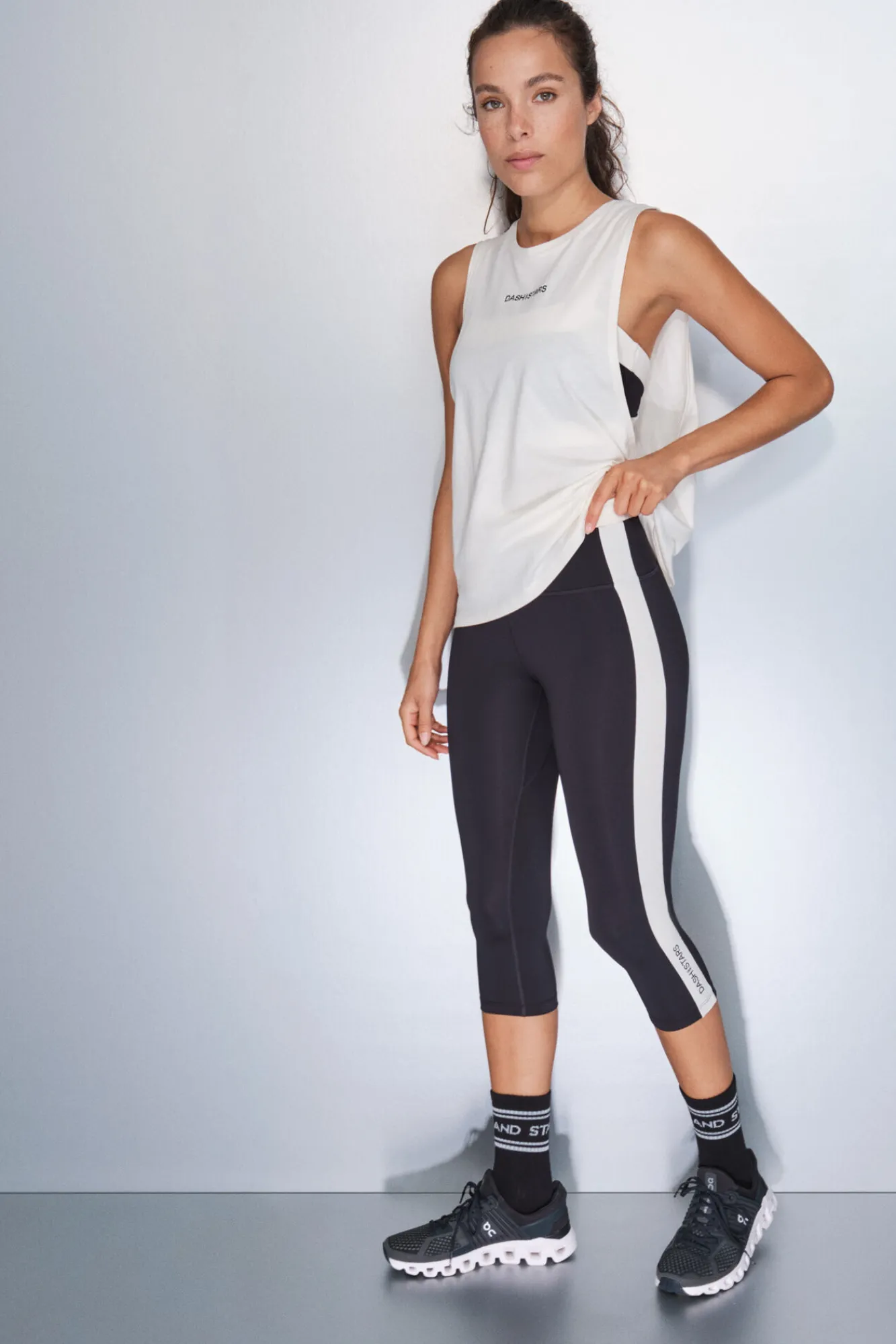 Dash and Stars Leggings 4D STRETCH pirata y blanco