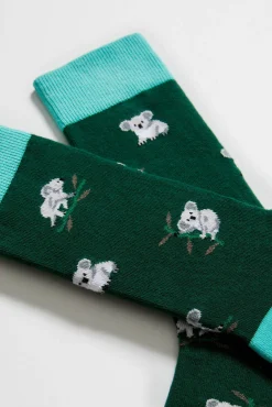 Long green socks in organic cotton