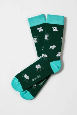 Long green socks in organic cotton
