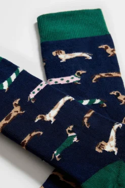 Long navy blue socks in organic cotton