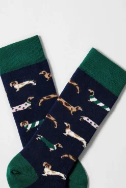Long navy blue socks in organic cotton