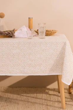 Textura Mantel antimanchas con lino hojas 4pax.