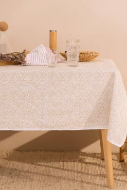 Textura Mantel antimanchas con lino hojas 6pax.