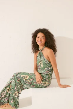 Women'secret Mono largo escote halter print tropical