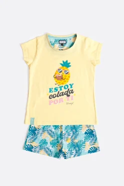 Crianças Admas MR WONDERFUL Pijama Manga Corta Piña para Niña