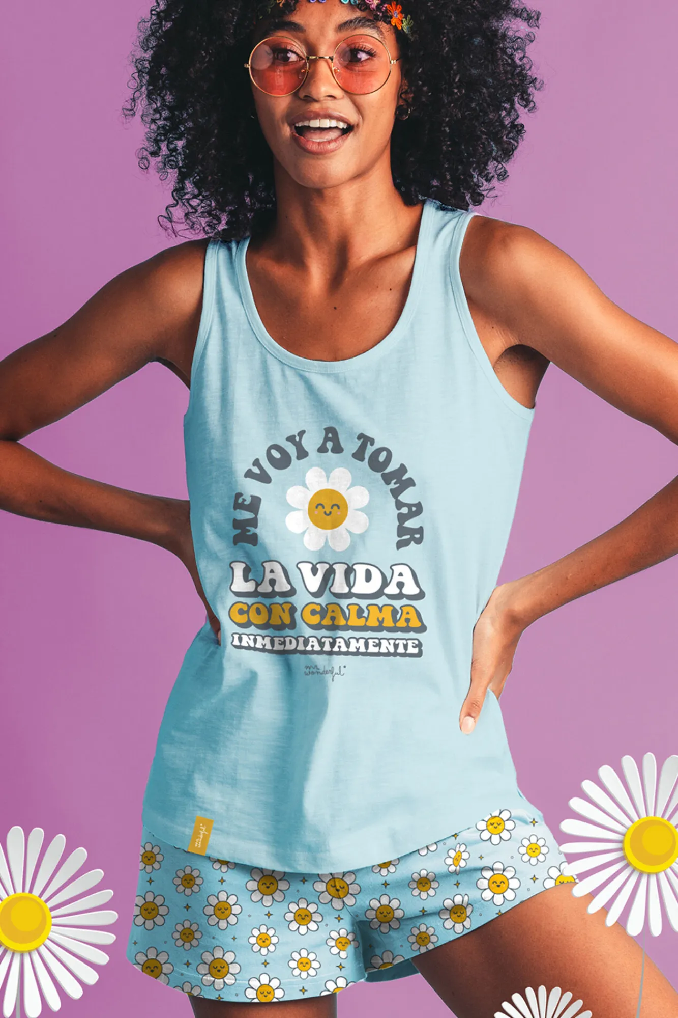 Mr. Wonderful MR WONDERFUL Pijama Sin Mangas Positive para Mujer