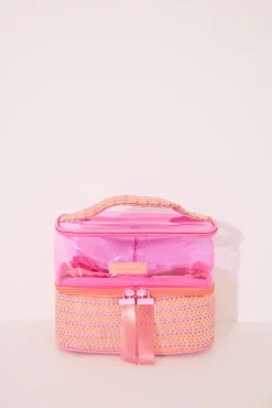 Women'secret Neceser mediano doble rafia rosa