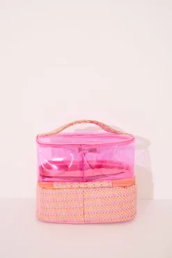 Women'secret Neceser mediano doble rafia rosa