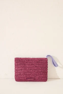 Women'secret Neceser pequeño rafia estampado morado