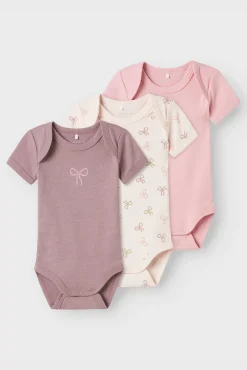 Crianças Name it Pack 3 bodies bebé niña lazos