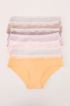 Women'secret Pack 7 bragas anchas algodón mix colores encaje