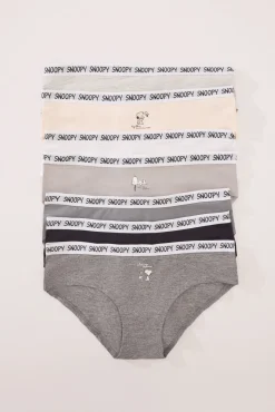 Women'secret Pack 7 bragas anchas algodón multicolor Snoopy