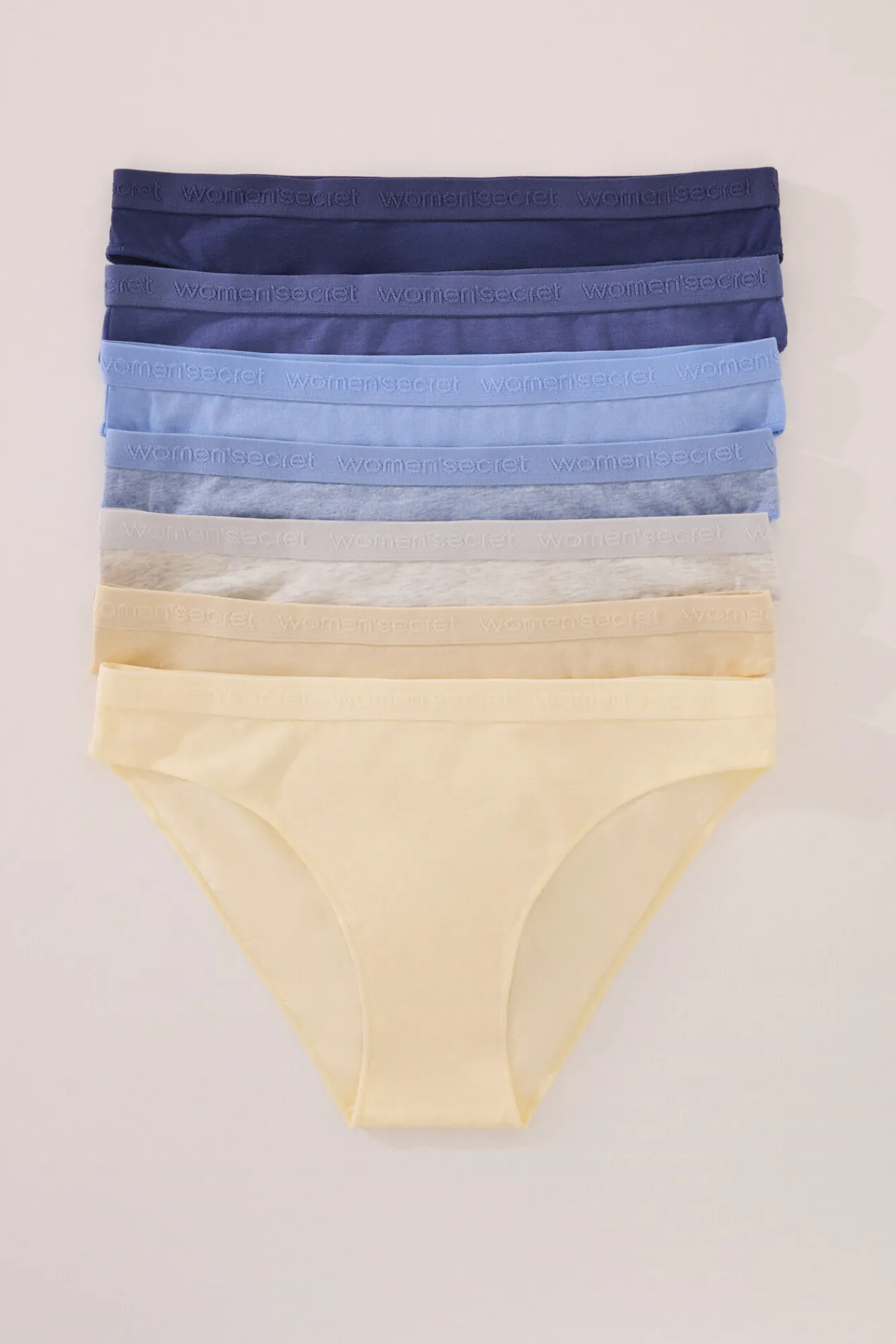Women'secret Pack 7 bragas clásicas algodón azules